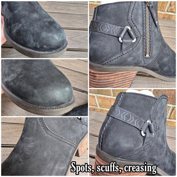 Teva Foxy Ankle Boots Women's Size 10 Black Nubuck Leather Side Zip Short Bootie - Picture 7 of 12